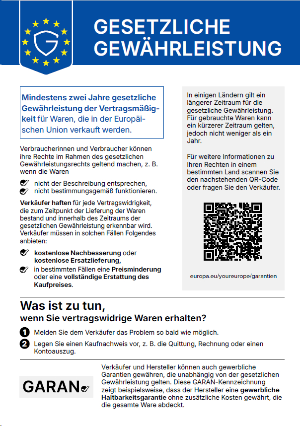 Harmonisierte Mitteilung: Ihre gesetzlichen Gewährleistungsrechte